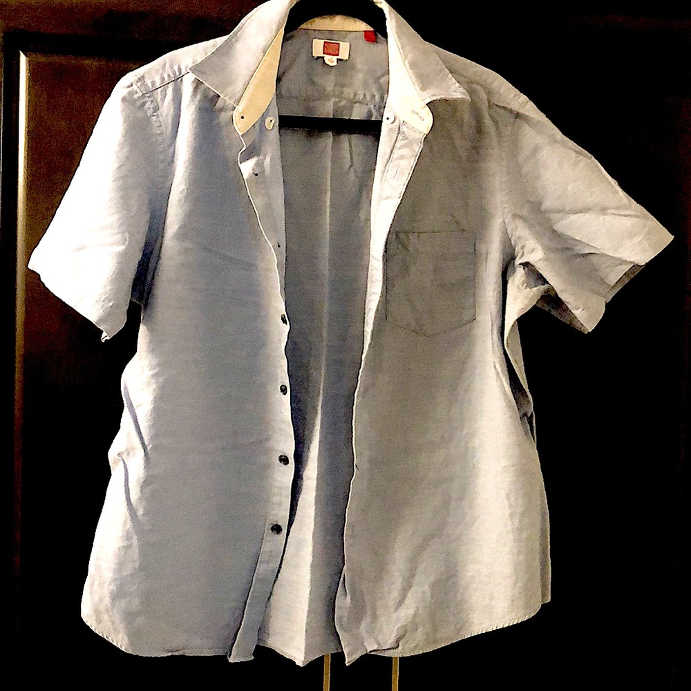 Hudson North short sleeve chambray denim style casual button down shirt
